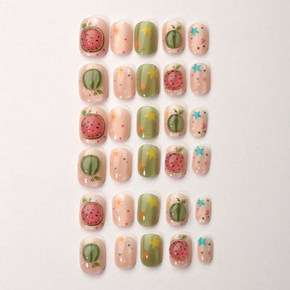 Künstlerisches von Früchten inspiriertes Press-On-Nagelkunstset Brehn