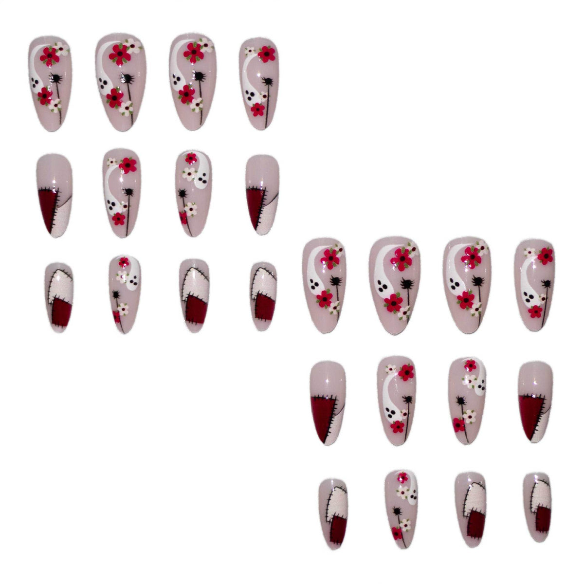 Kreatives Blumen- und Halloween-Themen-Nagelkunst-Set