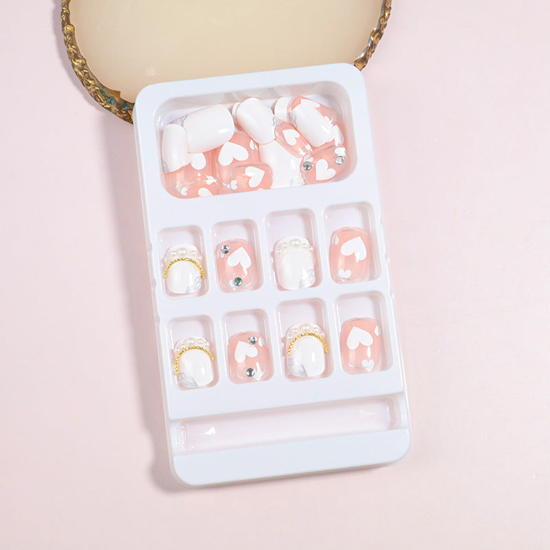 Dekorativer Press-On Nail Art Set mit Schleifenakzenten Brehn