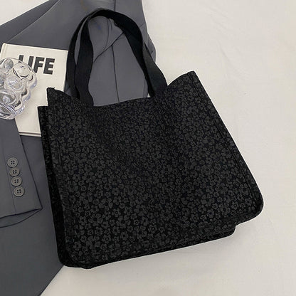 Blumenmuster-Leinen-Tote-Bag