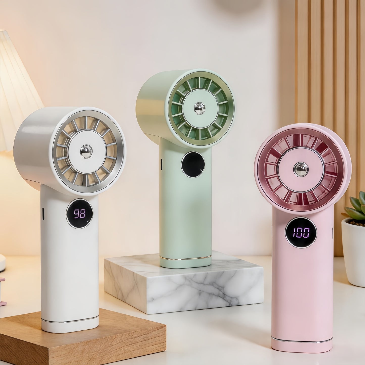 Damen Tragbarer Handventilator mit USB-Ladefunktion und LCD-Display Brehn