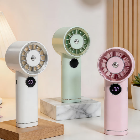 Damen Tragbarer Handventilator mit USB-Ladefunktion und LCD-Display Brehn