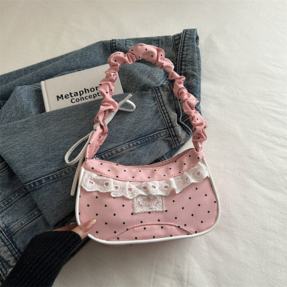 Polka-Dot-Rüschenschulter-Handtasche