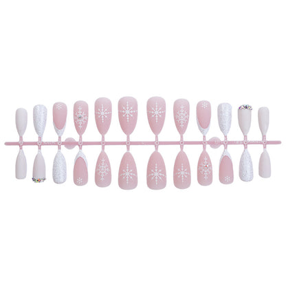 Elegantes Press-On-Nagelset mit Winter-Schneeflocken-Designs Brehn