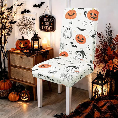 Stretch-Stuhlhusse mit Halloween-Motiv elastischer abnehmbarer Stuhlbezug