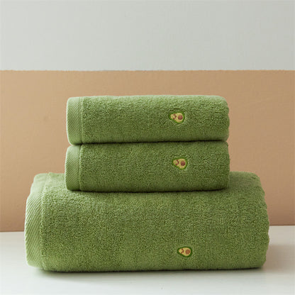 Hochsaugfähiges Hand- und Duschtuch-Set mit Avocado-Stickerei