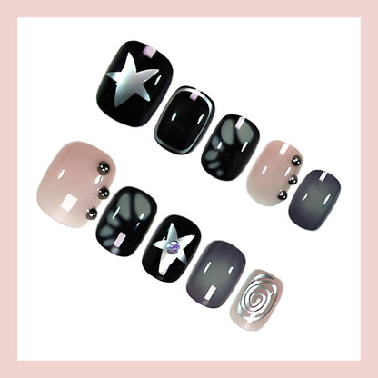 Kunstnagelset mit kreativen Sternen- und Glitzerdesigns Brehn