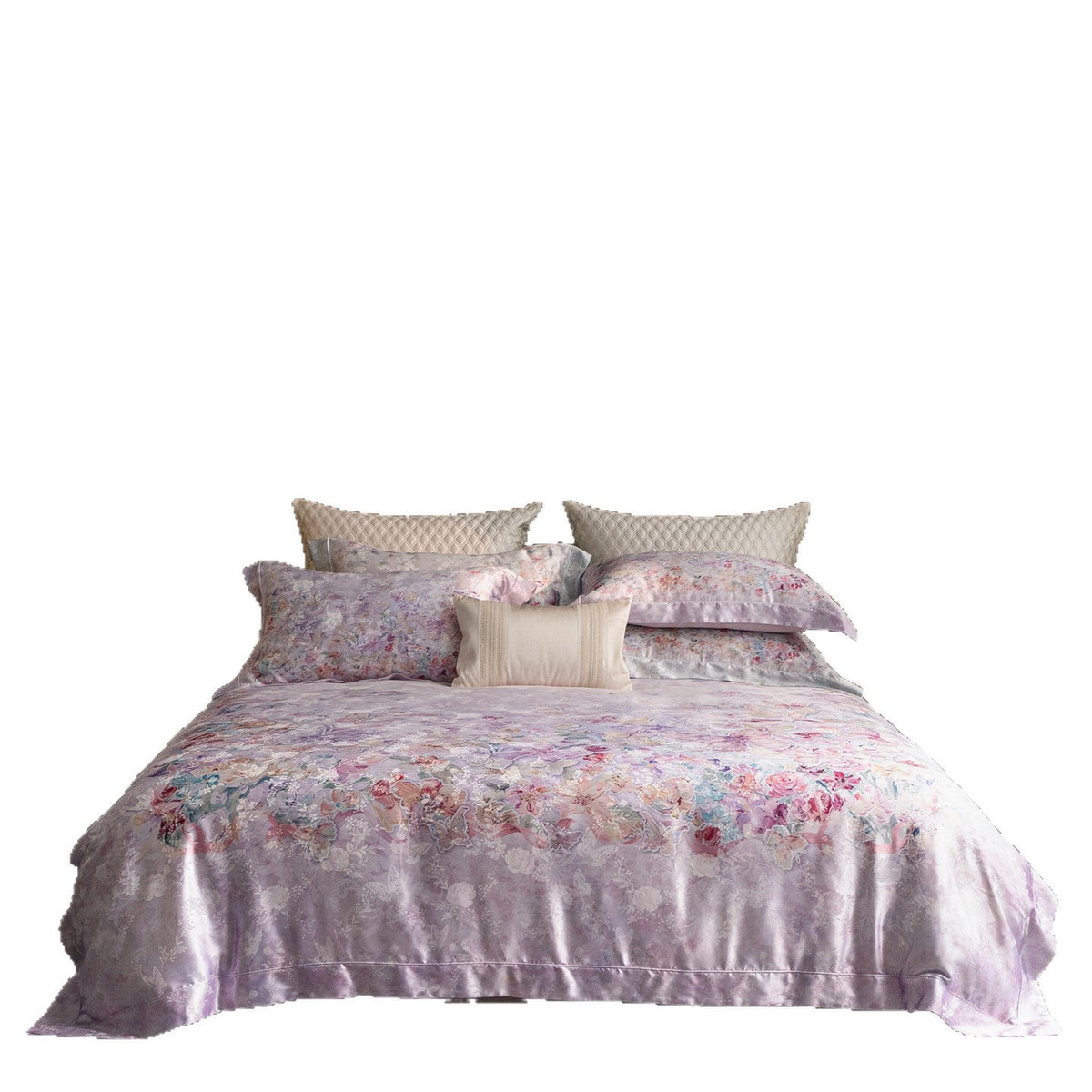 Luxuriöses florales Satin-Gefühl Bettbezug-Set