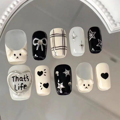 Glamouröses Press-On Nagelkunst-Set mit stylishen Edelstein-Akzenten Brehn