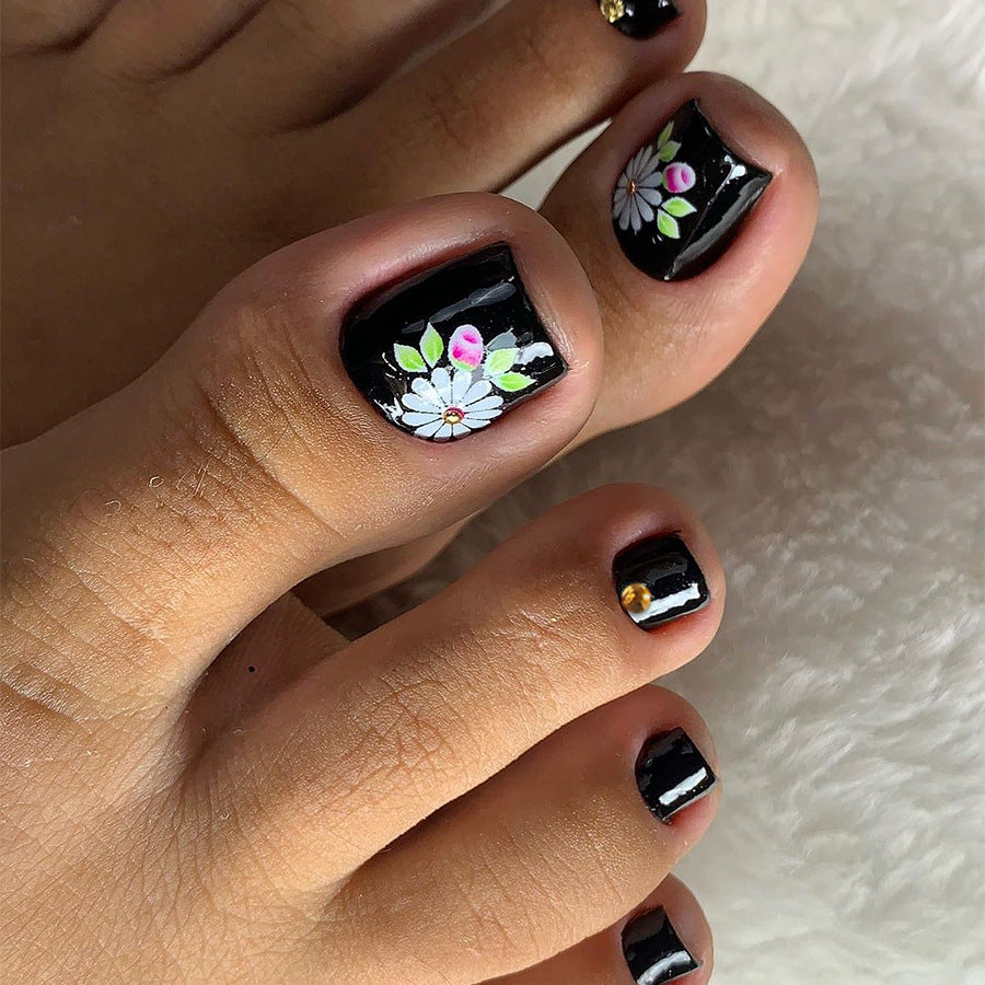Dekoratives Floral Press-On Nagelkunstset mit 3D-Blumenakzenten Brehn