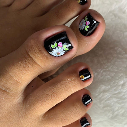 Dekoratives Floral Press-On Nagelkunstset mit 3D-Blumenakzenten Brehn