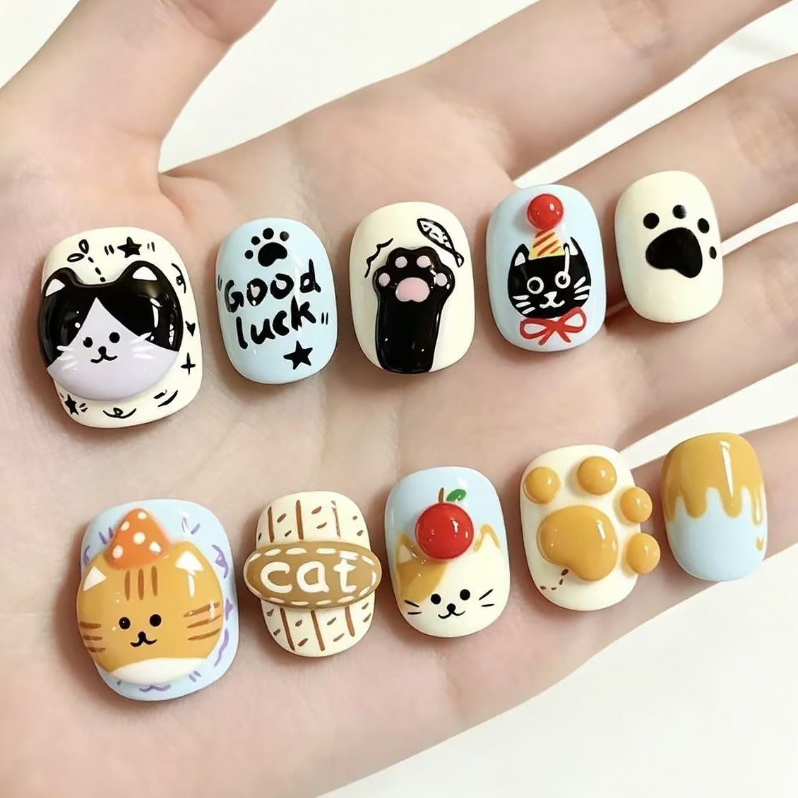 Verspieltes tierisches Press-On Nagelkunstset Brehn
