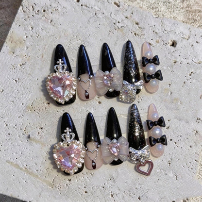 Dekorativer Strass Press-On Nagel Set
