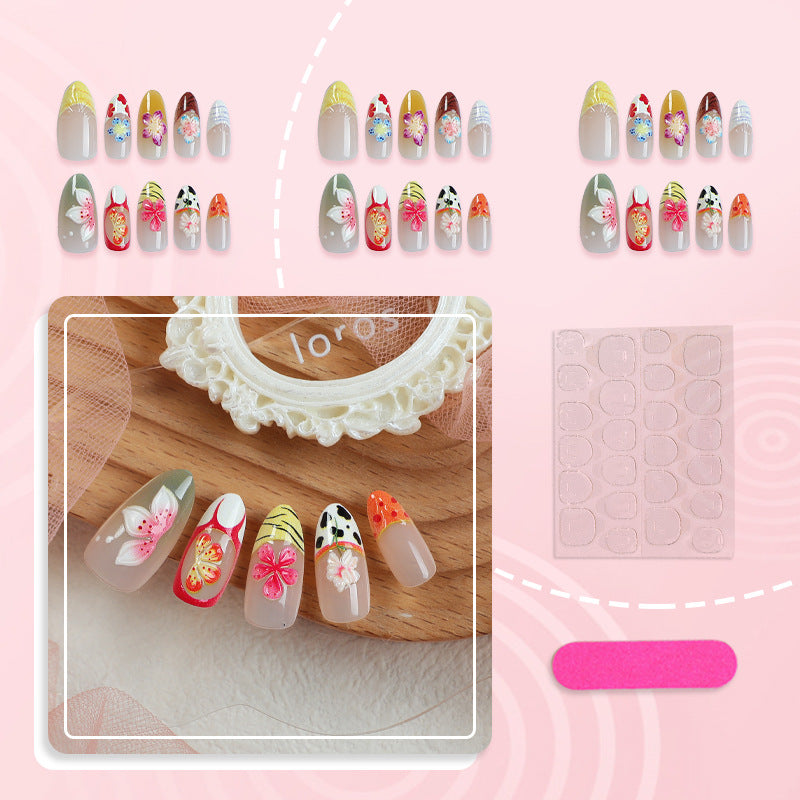 Künstlerische handbemalte florale Press-On Nagelkunst Brehn