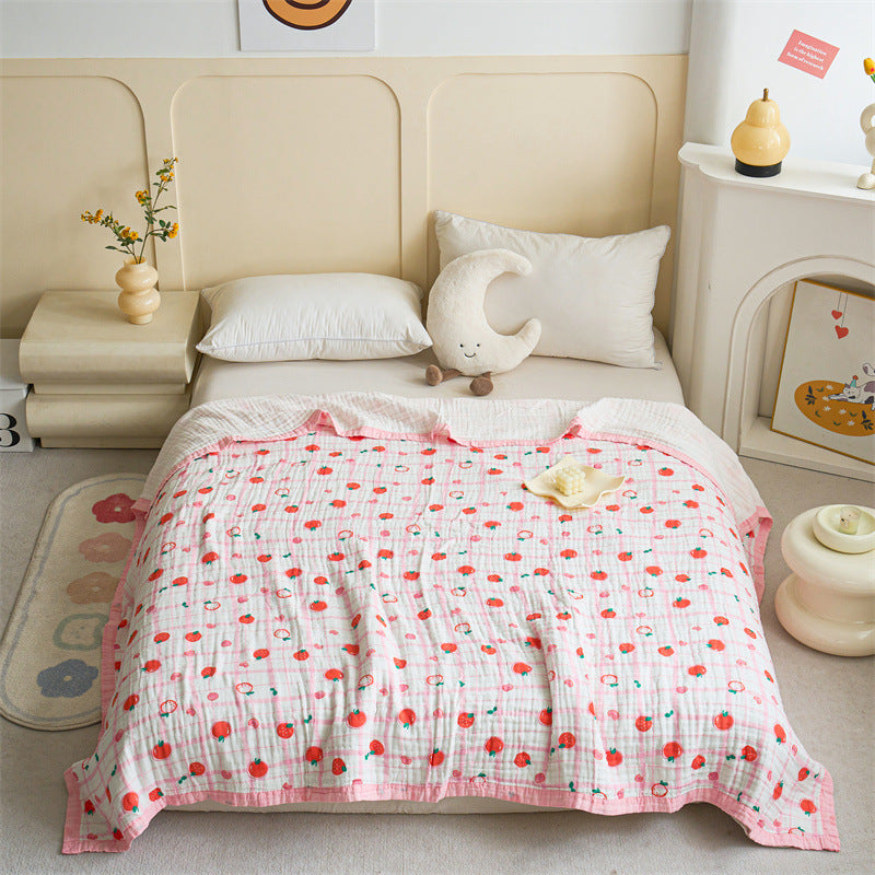 Leichtgewichtige Wendbare Baumwoll-Musselin Erdbeer Quiltdecke