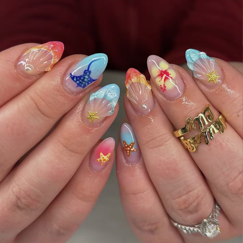 Kreatives Shell Design Press-On Nagelset Brehn