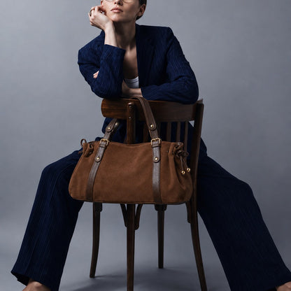 Strukturierte Wildleder-Handtasche