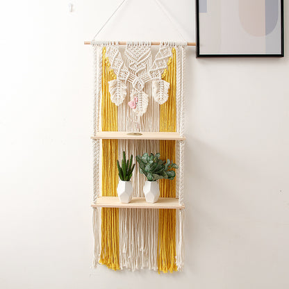 Macramé Wanddeko mit Regalen Brehn