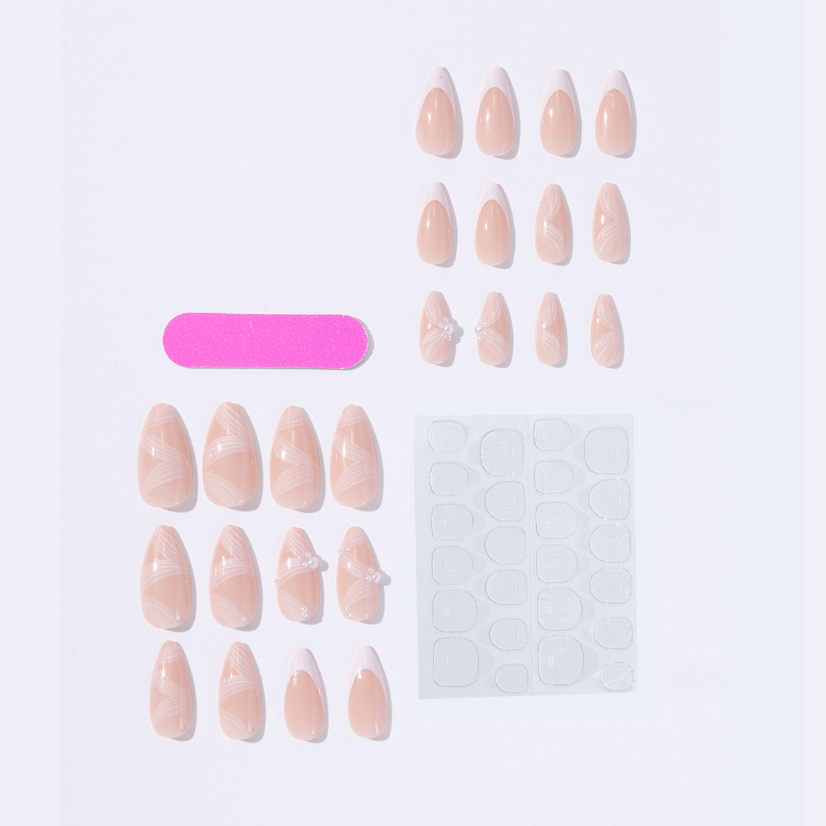 Kreatives Kunstnagelset mit eleganten Spitzen und Glitzerverzierungen Brehn