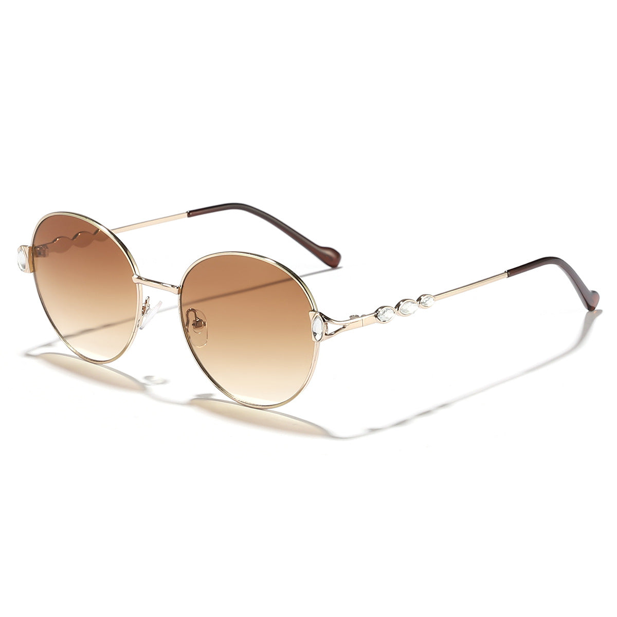 Damen runde Sonnenbrille mit elegantem Metallrahmen und verspiegelten Gläsern Brehn
