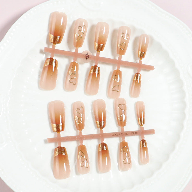 Premium Herz-Beschmückte Press-On Nagelset Brehn