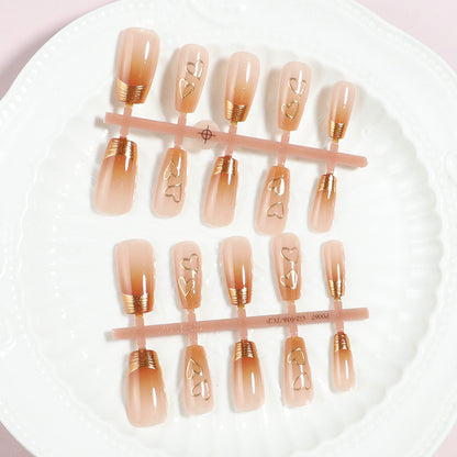 Premium Herz-Beschmückte Press-On Nagelset Brehn