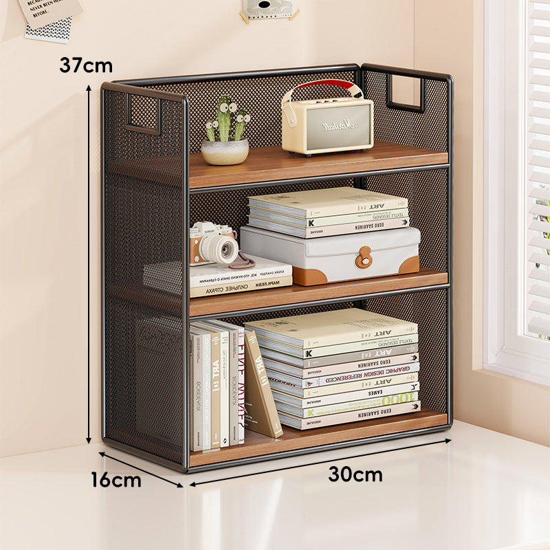 Perforiertes Metall Zwei-Ebenen Schreibtisch-Organizer-Regal mit integrierten Tragegriffen