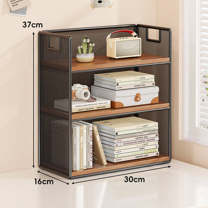 Perforiertes Metall Zwei-Ebenen Schreibtisch-Organizer-Regal mit integrierten Tragegriffen