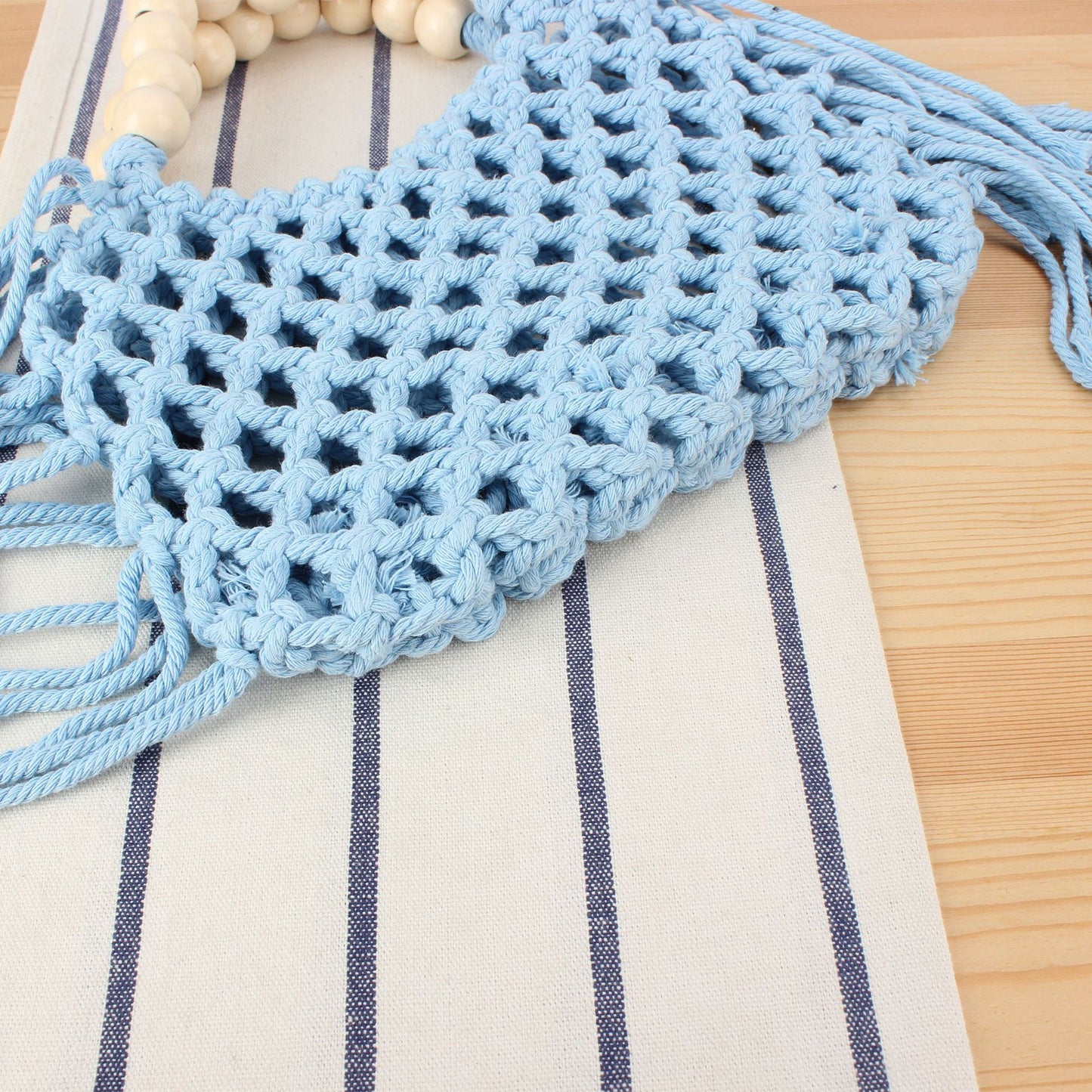 Makramee-Handtasche mit Holzgriffen Brehn