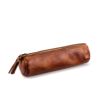 Vintage Leder Reißverschluss Stiftetui