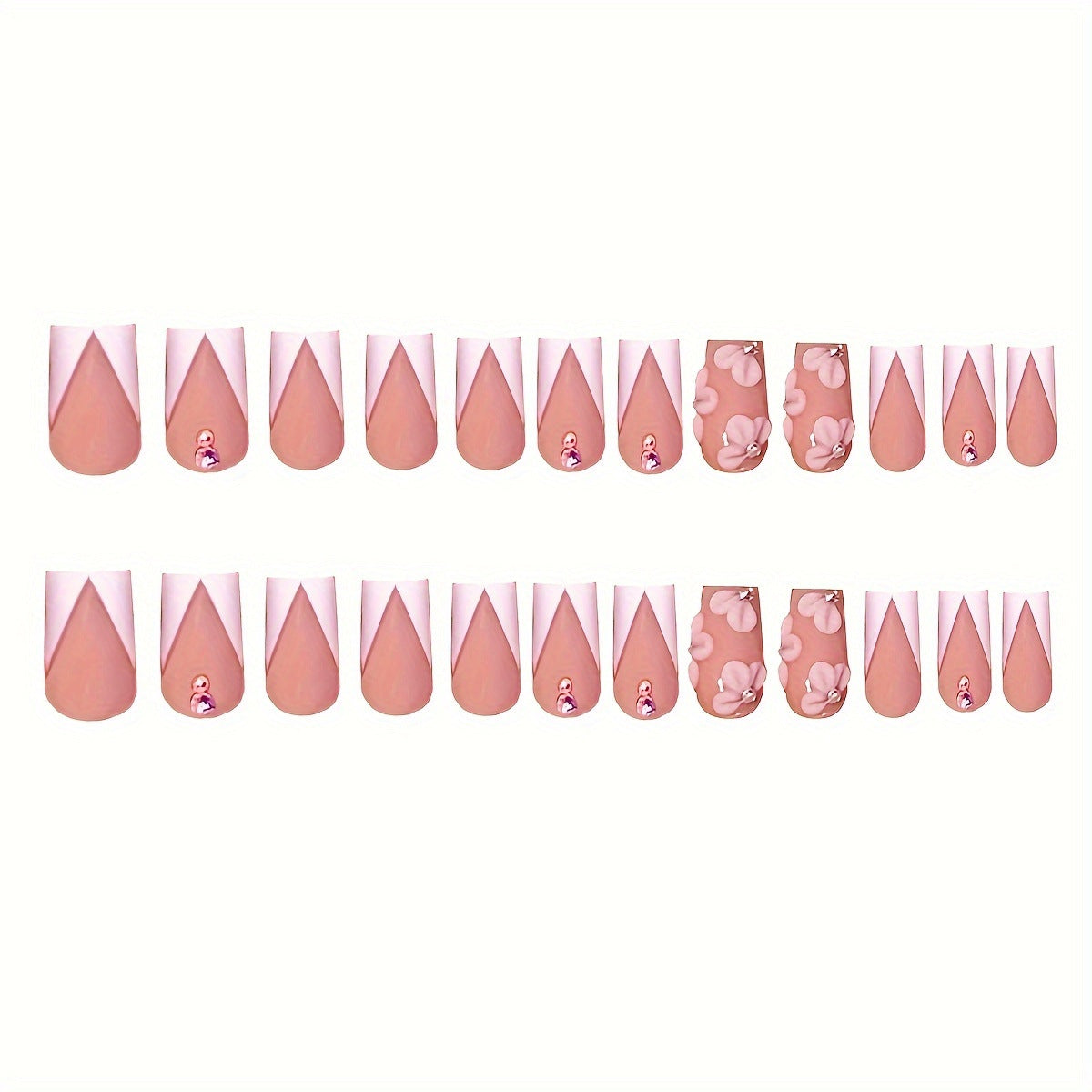 Floral French Tip Press-On Nail Set Brehn