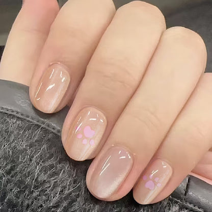 Verspielt Herz Pfote Muster Nagelkunst