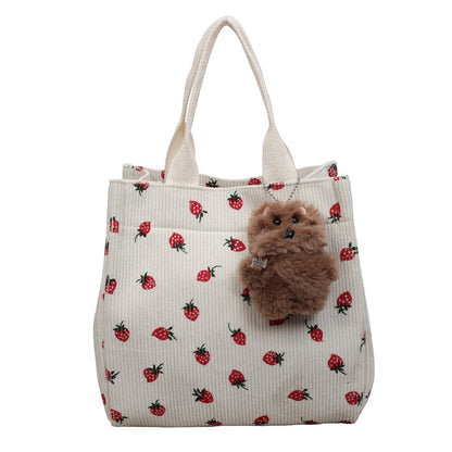 Niedliche Erdbeer-Print Stoff Tasche