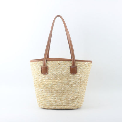 Flechtkorb Tasche mit Eleganten Ledergriffen Brehn