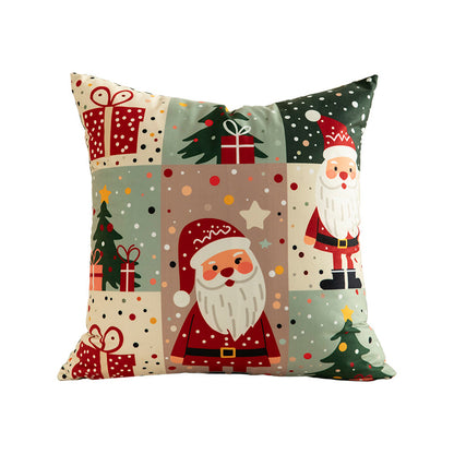 Weihnachtlicher quadratischer Zierkissenbezug mit Patchwork-Motiv und verdecktem Reißverschluss Brehn