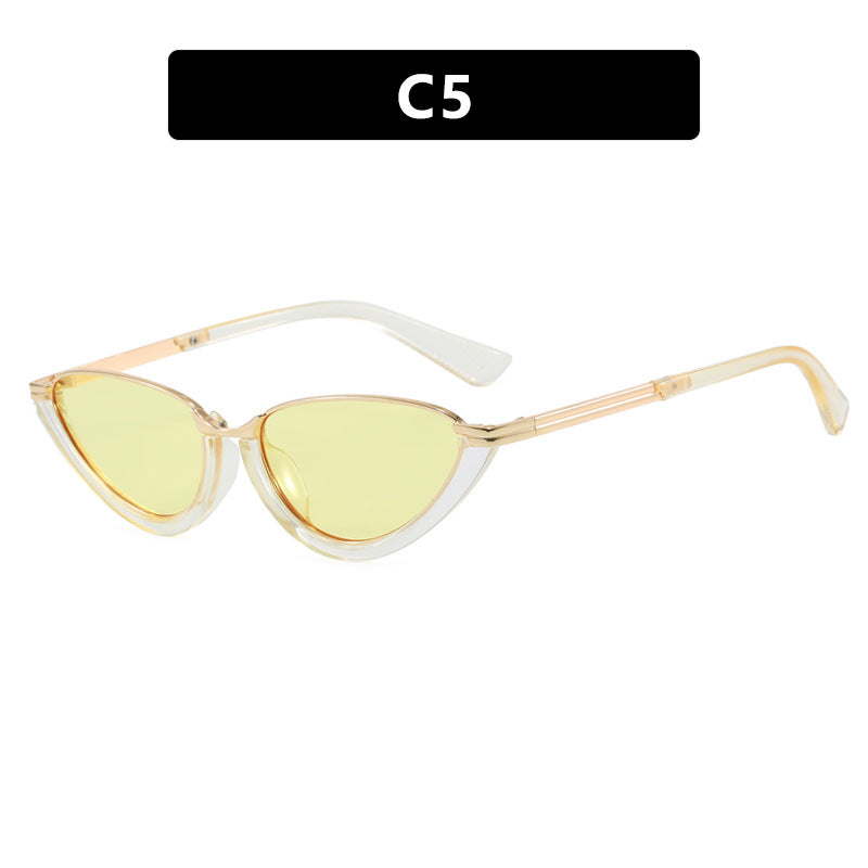 Damen futuristische Cat-Eye Sonnenbrille mit goldenen Akzenten Brehn
