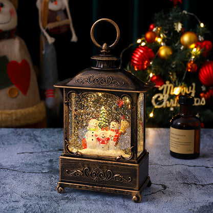 Glitzernde Weihnachtslaterne mit Schneeszenen Brehn