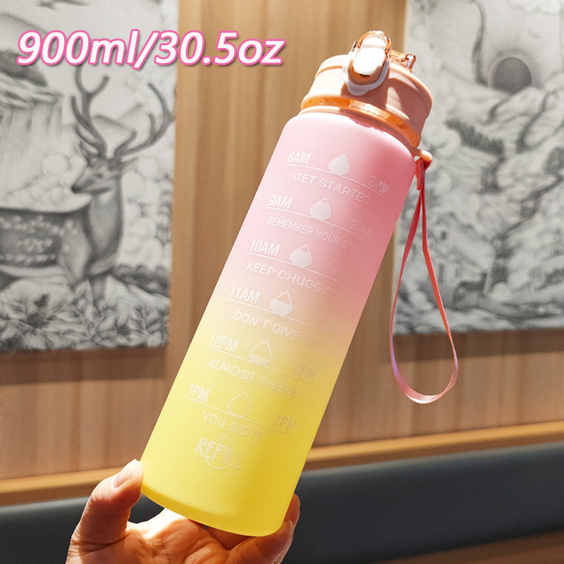 Damen Motivierende Wasserflasche mit integrierten Zeitmarkierungen Brehn