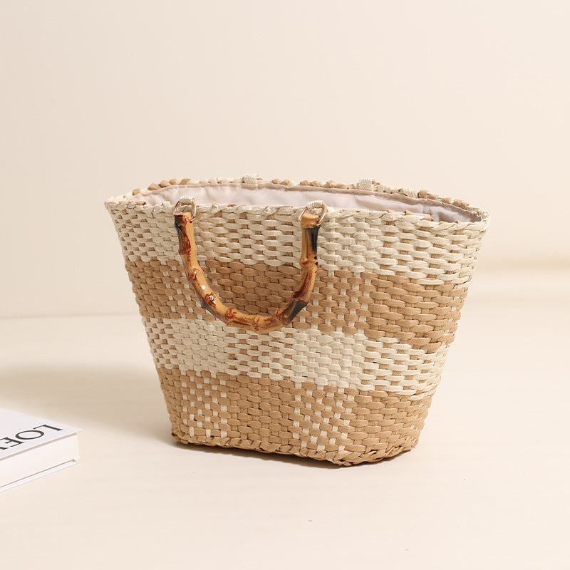 Damen Handgefertigte Korbtasche mit Bambusdetails Brehn