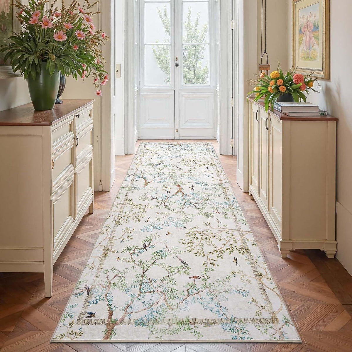Blumenmuster dekorativer Läufer Teppich