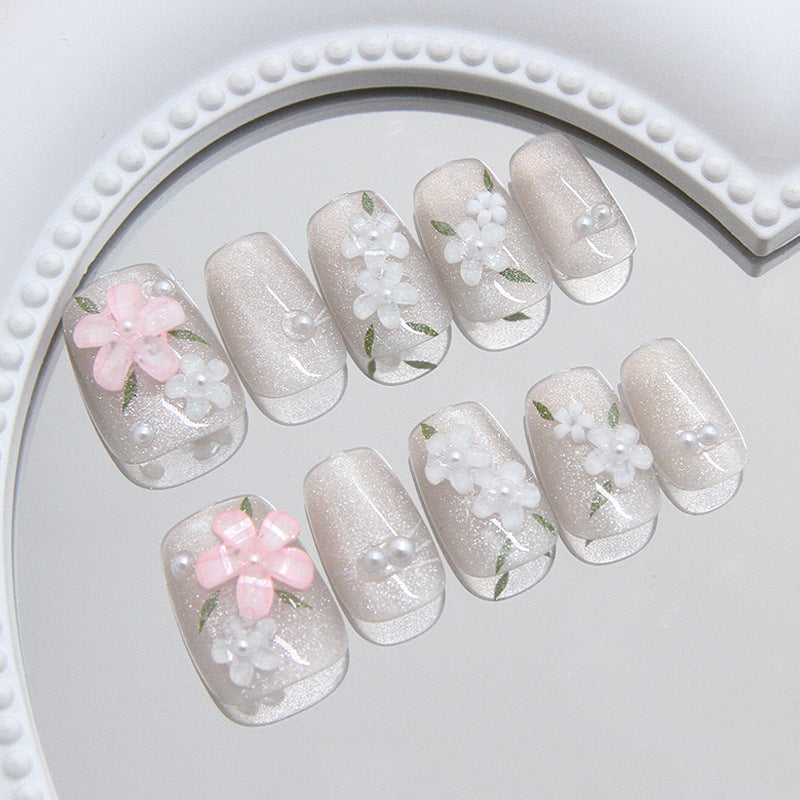 Floral Verziertes Press-On Nagelkunst Brehn