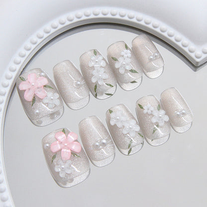 Floral Verziertes Press-On Nagelkunst Brehn