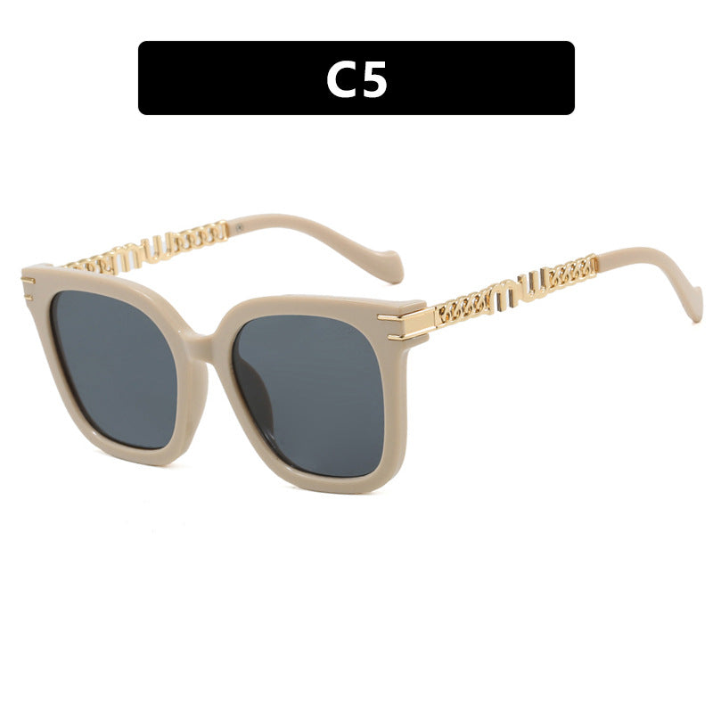 Damen trendige quadratische Sonnenbrille mit elegantem Rahmen und stylishem Goldakzent Brehn