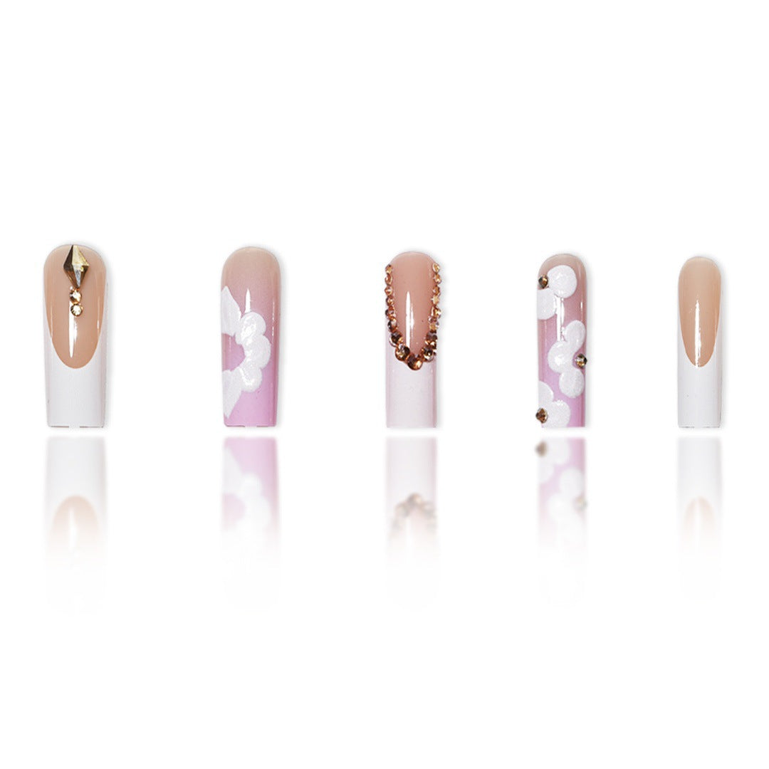 Elegante 3D Blumen Press-On Nagelkunst Brehn
