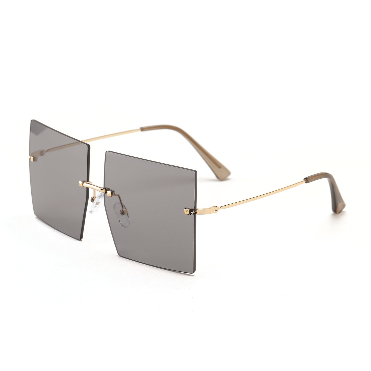 Damen modische quadratische Sonnenbrille mit breiten Gläsern und filigranem Metallrahmen Brehn