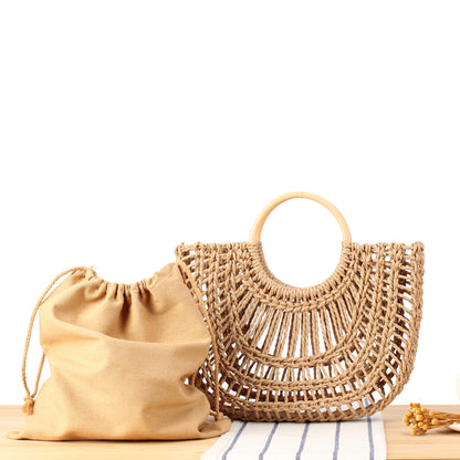 Handtasche mit Horizontalem Geflecht und Praktischem Innensäckchen Brehn