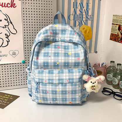 Stylischer Mehrfach-Taschen Karo Rucksack Brehn