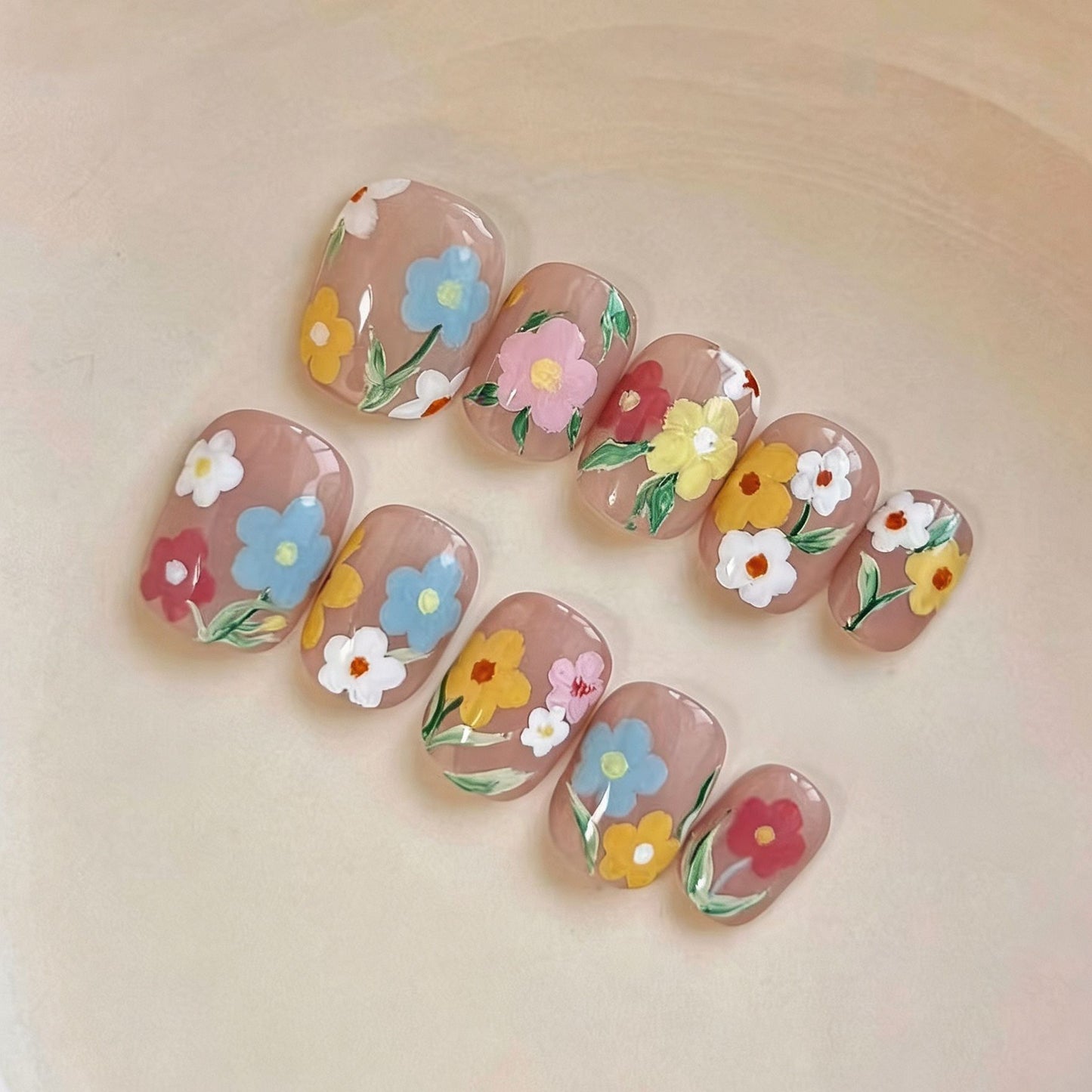 Künstlerisches katzenmotiviertes Press-On-Nagelkunstset Brehn