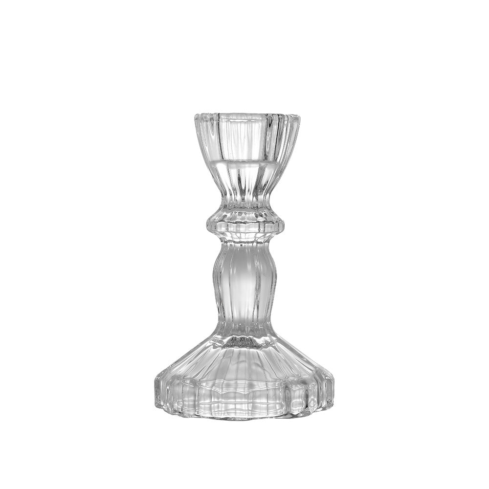 Kristallschnitt-Glas-Teelichthalter mit geripptem Fuß Brehn