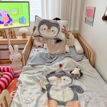 Kinderbettwäsche-Set mit Meerjung‑Motiv aus weichem Mikrofaserplüsch und gesteppter Decke